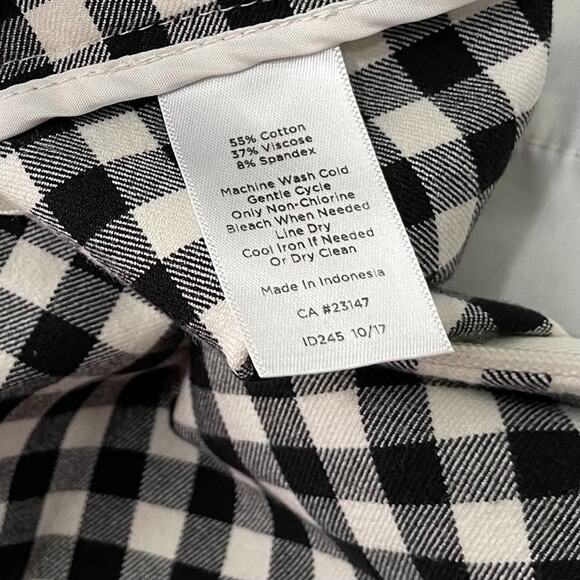 Talbots Chatham Ankle Pants Size 12 Petite Black White Gingham Preppy Pin Up - Picture 8 of 14